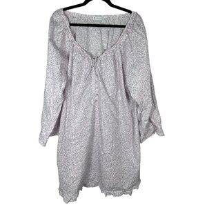 Eileen West Cotton Lawn Poet Shirt Sleep Shirt Gown Dress Floral Size XL